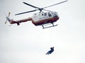 The rescue of the rescuer from the BO-105 helicopter of the Tsentrospas EMERCOM of Russia at the training ground of the Noginsk Re