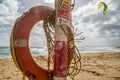 Rescue ring on a kyte surfers beach, Corralejo, Fuerteventura, Canary Islands, Spain
