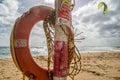 Rescue ring on a kyte surfers beach, Corralejo, Fuerteventura, Canary Islands, Spain Royalty Free Stock Photo