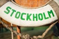 Rescue ring with Stockholm sign Royalty Free Stock Photo
