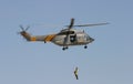 Airbus Superpuma helicopter rescue maneuvers Royalty Free Stock Photo