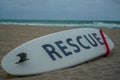 Rescue surf board at the Hollywood Beach Lifeguard Station in South Florida Royalty Free Stock Photo