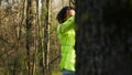 Rescue team guide leading way into the forest area to find clues during manhunt