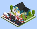 Rescue Team Isometric Composition