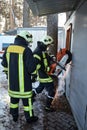 The rescue team opens the blocked door