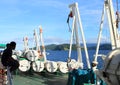 Rescue tents on ocean ship