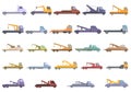 Rescue tow truck icons set cartoon vector. Accident car