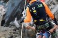 Rescue training rock climbing and abseiling to help victims