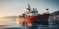 A rescue vessel ready to respond to emergencies along the coast. Concept Emergency Response, Coast Guard, Rescue Operations, Royalty Free Stock Photo