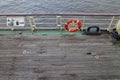 Rescue wheel on deck of icebreaker Krasin, Saint Petersburg