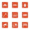 Rescue worker icons set, grunge style Royalty Free Stock Photo