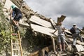 Rescue workers after earthquake, Pescara del Tronto, Italy Royalty Free Stock Photo