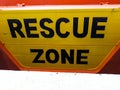 Rescue zone sign. It's photographed on the hull of a salvage boat