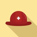 Rescuer helmet icon flat vector. Fireman hat