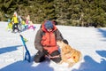 Rescuer and his service dog Royalty Free Stock Photo