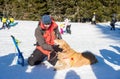 Rescuer and his service dog Royalty Free Stock Photo