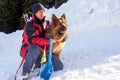 Rescuer and his service dog Royalty Free Stock Photo