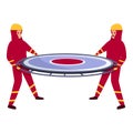 Rescuer trampoline icon cartoon vector. Person safety