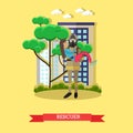 Rescuer vector illustration in flat style.