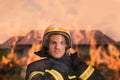 Rescuer wearing uniform. Professional firefighter