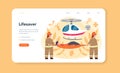 Rescuer web banner or landing page. Firefighter or 911 service