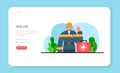 Rescuer web banner or landing page set. Emergency help, ambulance lifeguard Royalty Free Stock Photo