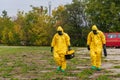 Rescuers in chemical protection suits. Radiation and Chemical Protection. October 12, 2022 Beltsy Moldova