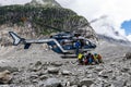 Rescuers of the french gendarmerie rescue an injured man by helicopter in Chamonix, France