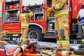 Rescuers provide first aid to the human dummy