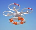 Rescuing drone with the lifebuoy