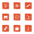 Research advisor icons set, grunge style