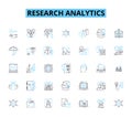 Research analytics linear icons set. Insights, Analytics, Data, Tools, Analysis, Metrics, Research line vector