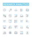 Research analytics vector line icons set. Analytics, Research, Data, Analysis, Metrics, Results, Discoveries