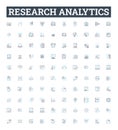 Research analytics vector line icons set. Analytics, Research, Data, Analysis, Metrics, Results, Discoveries