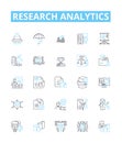 Research analytics vector line icons set. Analytics, Research, Data, Analysis, Metrics, Results, Discoveries