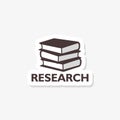 Research with books sticker icon in trendy design style Royalty Free Stock Photo