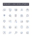 Research and development line icons collection. Contemplate, Meditate, Ruminate, Pensive, Pondering, Reflective Royalty Free Stock Photo