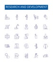 Research and development line icons signs set. Design collection of Research, Development, Innovation, Experimentation