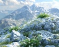 Mountain Ecosystem Transformation Measuring Environmental Changes in Rocky Landscapes, A Time-Lapse Perspective on Alpine Flora, Royalty Free Stock Photo