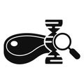 Research of Gene Modified Meat Silhouette Icon. Magnifier, Dna Molecule, Meat Black Pictogram. Artificial Food Concept Royalty Free Stock Photo