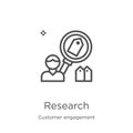 research icon vector from customer engagement collection. Thin line research outline icon vector illustration. Outline, thin line Royalty Free Stock Photo