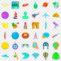 Research icons set, cartoon style Royalty Free Stock Photo