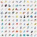 100 research icons set, isometric 3d style Royalty Free Stock Photo