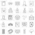 Research icons set, outline style