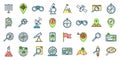 Research icons set vector color