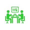 business keywords research analysis green icon