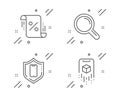 Research, Loan percent and Smartphone protection icons set. Augmented reality sign. Vector