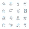 Research methodology linear icons set. Sampling, Survey, Quantitative, Qualitative, Experimental, Observational, Data