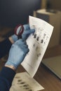 The research process fingerprints obtained at the scene of crime Royalty Free Stock Photo