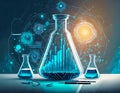 research science background blue technology discovery laboratory development and research science innovation concept Royalty Free Stock Photo
